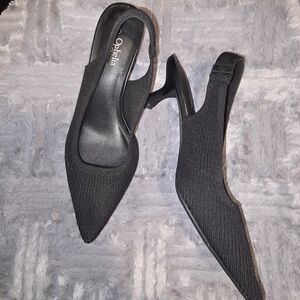 Black Pointed Slingback Heels